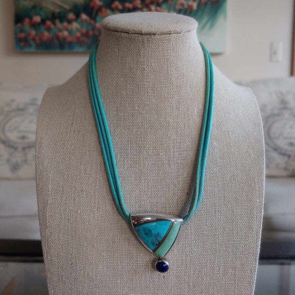 SX Turquoise & Lapis Sterling Silver choker